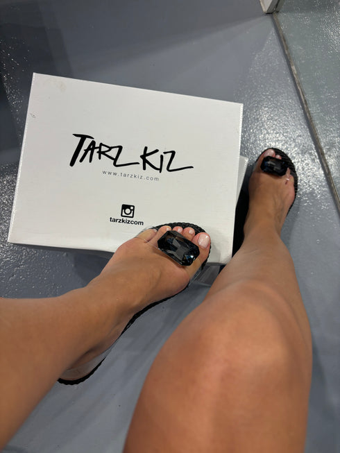 PAROS SİYAH TAŞLI DOLGU SANDALET